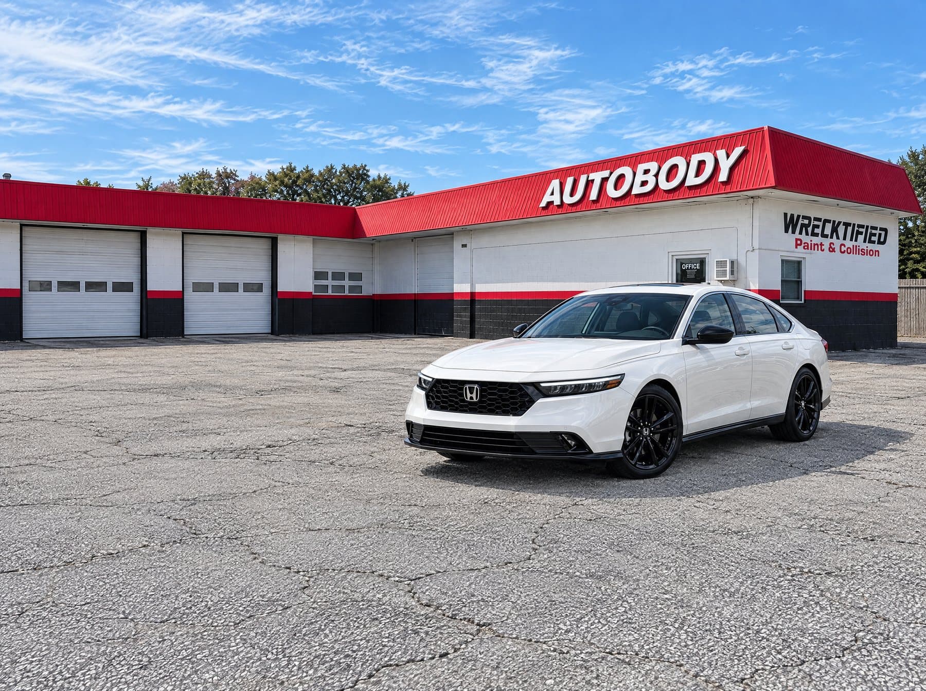 A Honda Accord parked at Wrecktified Paint & Collision in Clearwater, FL